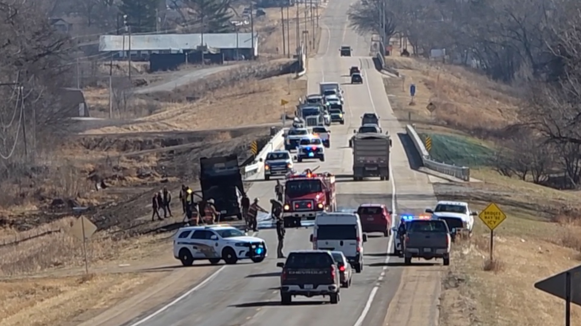 Nebraska Department of Transportation truck catches fire near Fairbury