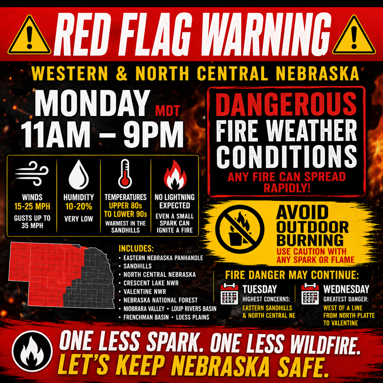 Red flag warning issued as extreme fire danger returns to western ...
