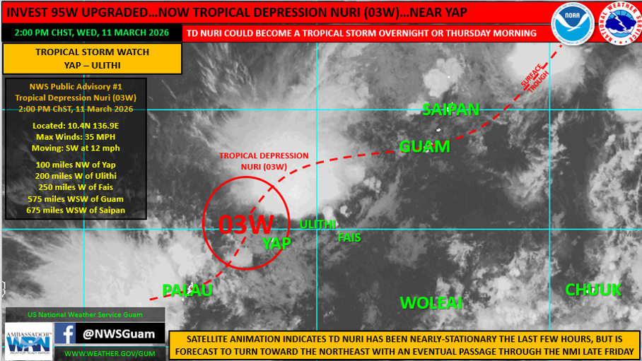 Invest 95W Upgraded to Tropical Depression Nuri